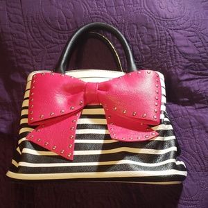 Black and white striped Betsy Johnson purse. Super